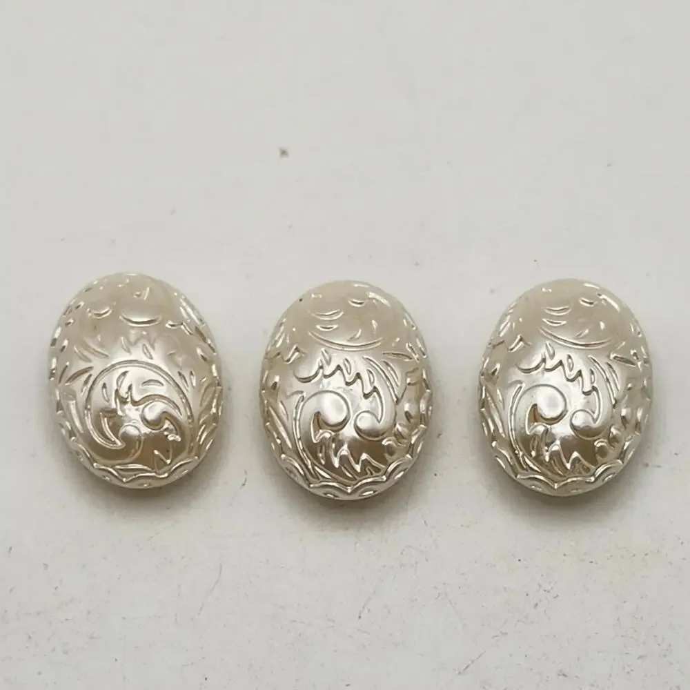 Lot 5 Western Oval Button Covers Paisley Scroll Pearlized Silver Tone Snap On